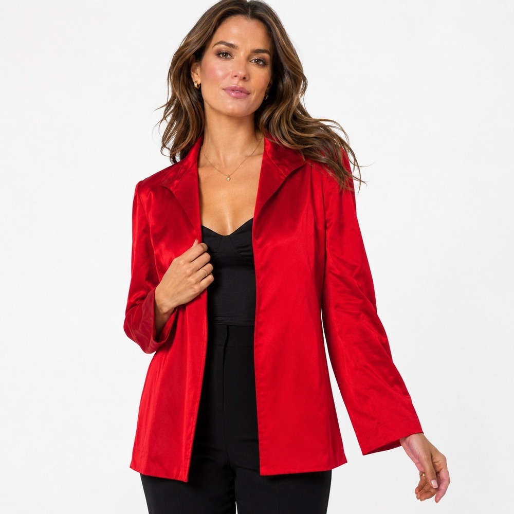 Lafayette 148 Silk Blazer 12P Red Luxury Career Evening Office Holiday Party USA